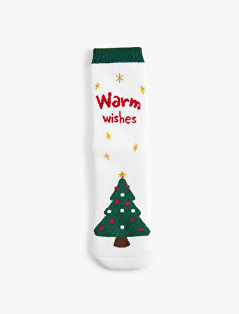 Havlu Soket Desenli Yılbaşı Çorabı