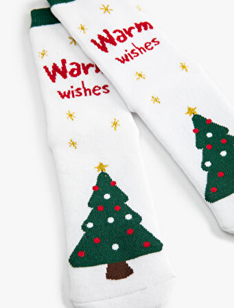 Havlu Soket Desenli Yılbaşı Çorabı