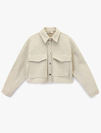 Klasik Yaka Cep Detaylı Uzun Kollu Düğmeli Gömlek Ceket