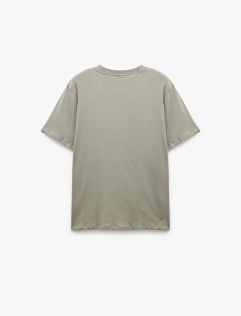 Kısa Kollu Bisiklet Yaka Regular Fit Pamuklu Baskılı Tişört