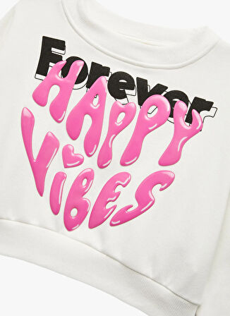 Koton Baskılı Kız Çocuk Ekru Sweatshırt 6WKG10118AK