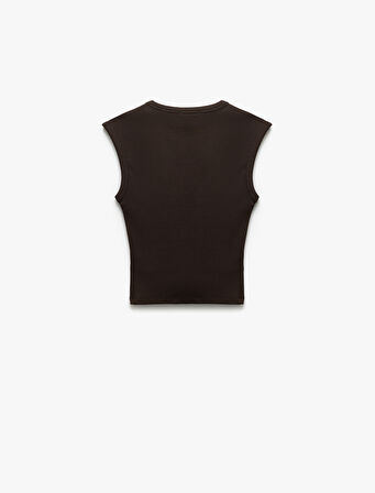 Slim Fit Pamuklu Kolsuz U Yaka Basic Crop Body