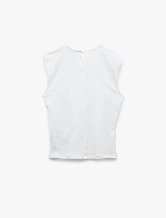 Pamuklu Slim Fit Arkadan Kapama Detaylı Sıfır Kol Tişört