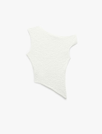 Bürümcük Kolsuz Slim Fit Asimetrik Bluz