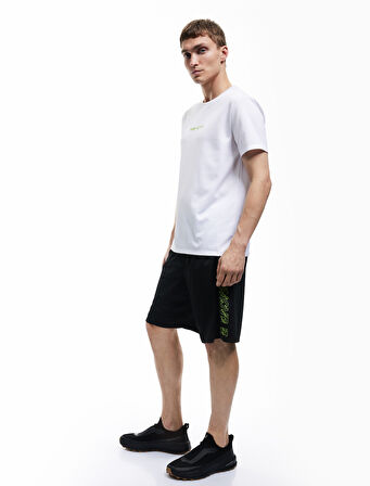 Yüksek Bel Baskılı Cep Detaylı Beli Bağcıklı Spor Şort