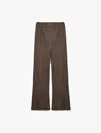 Beli Lastikli Dokulu Geniş Paça Pantolon