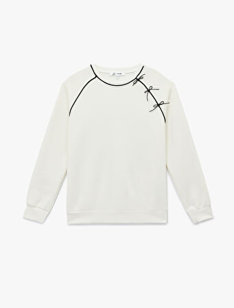 Uzun Kollu Fiyonklu Bisiklet Yaka Oversize Sweatshirt