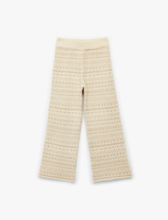 Beli Lastikli Geniş Paça Triko Pantolon