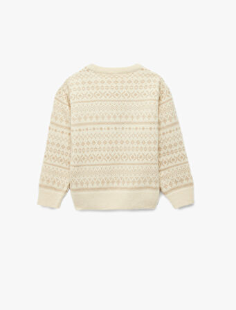 Uzun Kollu Bisiklet Yaka Desenli Triko Kazak