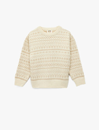 Uzun Kollu Bisiklet Yaka Desenli Triko Kazak