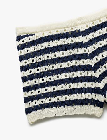 Yüksek Bel Ajurlu Kroşe Mini Şort