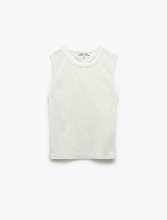 Pamuklu Bisiklet Yaka Arkası Pencere Detaylı Atlet