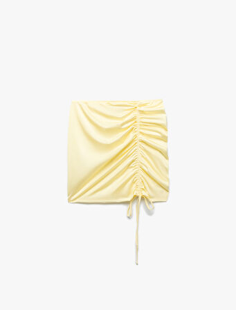 Drape Detaylı Büzgülü Mini Pareo Etek