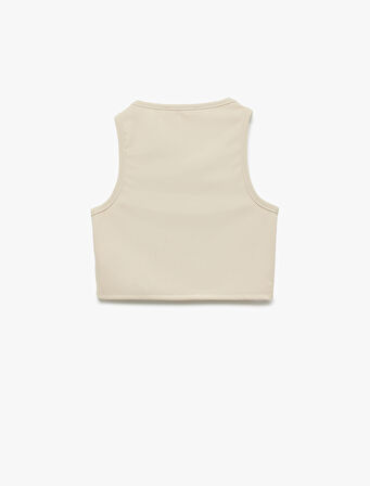 Bisiklet Yaka Kolsuz Dar Kesim Crop Basic Atlet