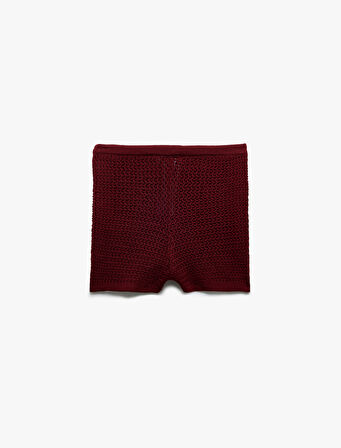 Beli Bağcıklı Normal Bel Triko Mini Şort