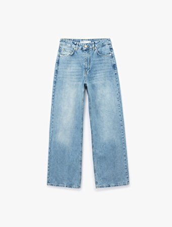 Normal Bel Pamuklu Rahat Kalıp Baggy Jean Pantolon - Baggy Jeans