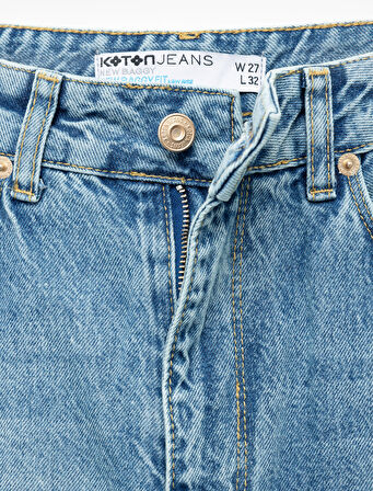 Normal Bel Pamuklu Rahat Kalıp Baggy Jean Pantolon - Baggy Jeans