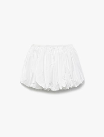 Pamuklu Beli Lastikli Oversize Balon Mini Etek