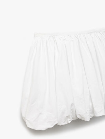 Pamuklu Beli Lastikli Oversize Balon Mini Etek
