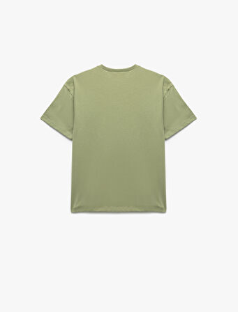 Pamuklu Baskılı Bisiklet Yaka Kısa Kollu Tişört