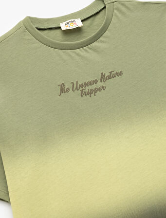 Pamuklu Baskılı Bisiklet Yaka Kısa Kollu Tişört