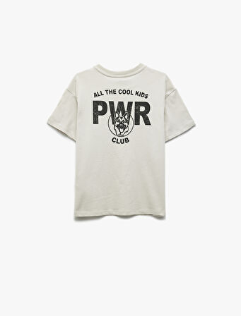 Baskılı Bisiklet Yaka Kısa Kollu Pamuklu Tişört