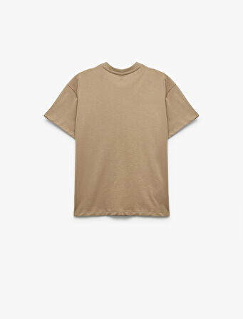 Pamuklu Bisiklet Yaka Kısa Kollu Köpek Baskılı Tişört