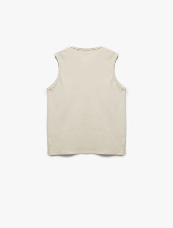 Bisiklet Yaka Kolsuz Ribanalı Pamuklu Atlet