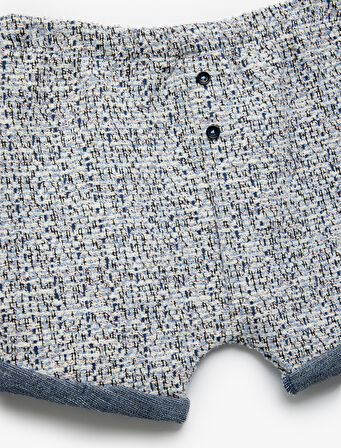 Düğme Detaylı Beli Lastikli Örme Şort