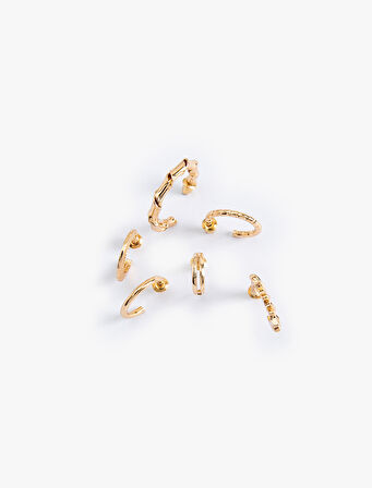 Çelik Karışımlı 6'lı Halka Küpe Seti