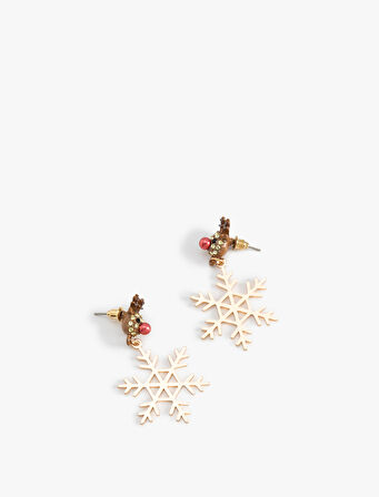 Sallantılı Yılbaşı Temalı Kar Tanesi Küpe