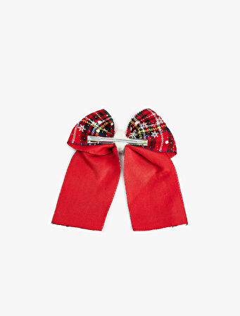 Ekoseli Fiyonklu Kar Desenli Yılbaşı Tokası