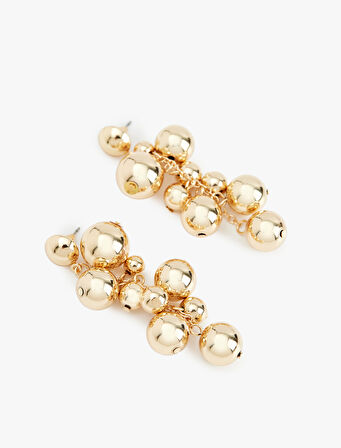 Sallantılı Metal Boncuklu Küpe