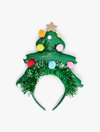 Simli Çam Ağacı Aplikeli Yılbaşı Tacı 