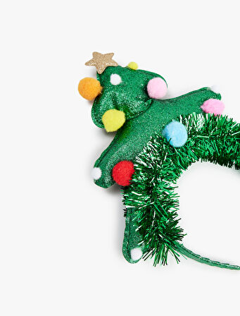 Simli Çam Ağacı Aplikeli Yılbaşı Tacı 