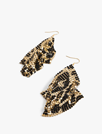 Ağ Küpe Sallantılı Leopar Desenli