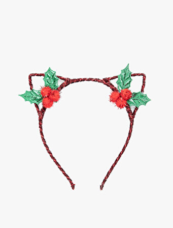 Yılbaşı Çiçeği Detaylı Kulak Aplikeli Yılbaşı Tacı