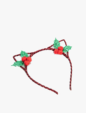 Yılbaşı Çiçeği Detaylı Kulak Aplikeli Yılbaşı Tacı