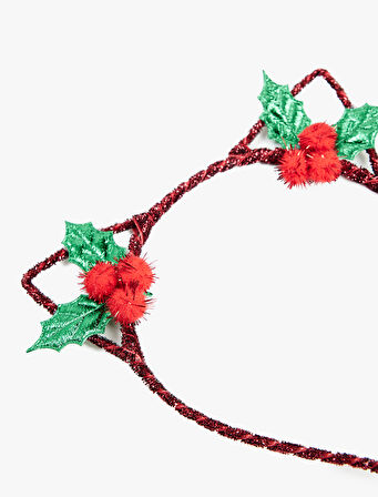 Yılbaşı Çiçeği Detaylı Kulak Aplikeli Yılbaşı Tacı