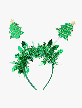 Simli Çam Ağacı Aplikeli Yılbaşı Tacı