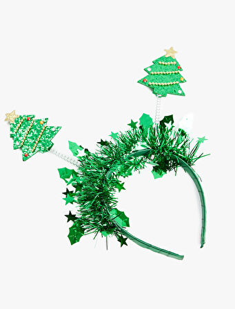 Simli Çam Ağacı Aplikeli Yılbaşı Tacı