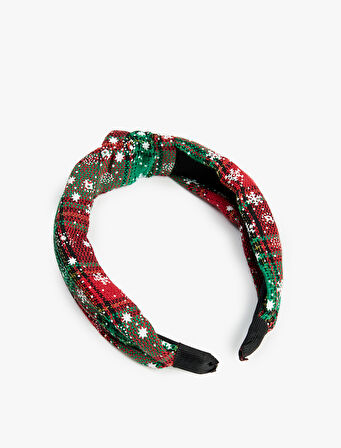 Ekoseli Fiyonklu Kar Desenli Taç