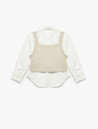 Süveter Detaylı Uzun Kollu Pamuklu Gömlek