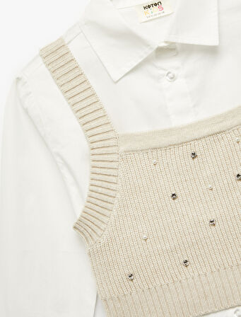 Süveter Detaylı Uzun Kollu Pamuklu Gömlek