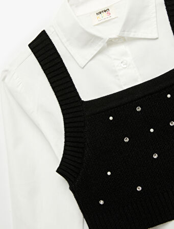 Süveter Detaylı Uzun Kollu Pamuklu Gömlek