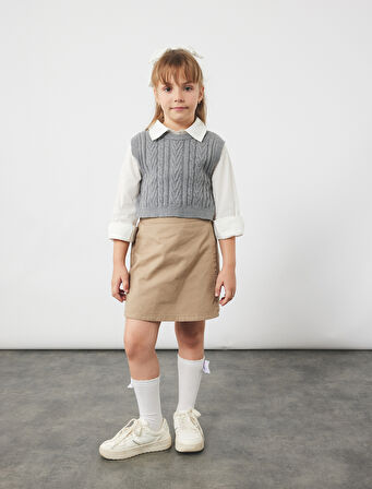 Gömlek Detaylı Uzun Kollu Pamuklu Örgü Süveter