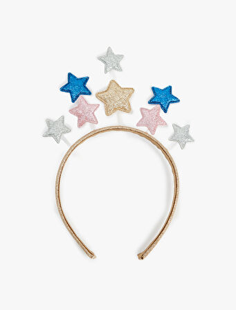 Yıldız Aplike Detaylı Simli Yılbaşı Tacı 