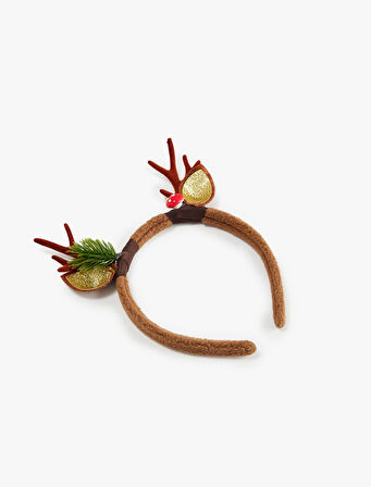 Taç Simli Kulak ve Geyik Boynuzu Aplike Detaylı