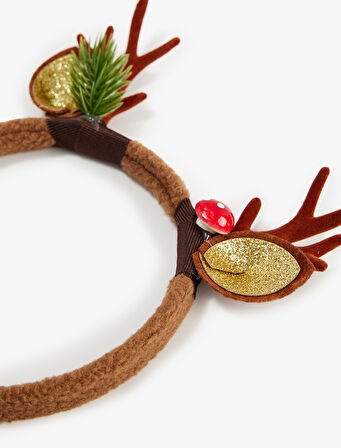 Taç Simli Kulak ve Geyik Boynuzu Aplike Detaylı