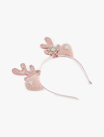 Simli Kulak ve Geyik Boynuzu Aplike Detaylı Yılbaşı Tacı